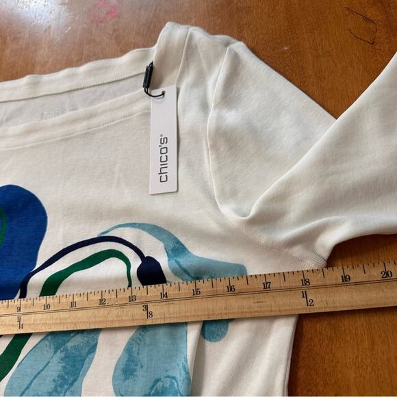 Chico's Sz 1 US 8/10 M Wildflower Intarsia Pullover Tunic Sweater Basic Casual - Picture 7 of 7